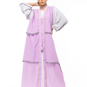 Grey and Purple Layered Abaya Design