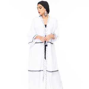Elegant Luxury White Pearl Abaya